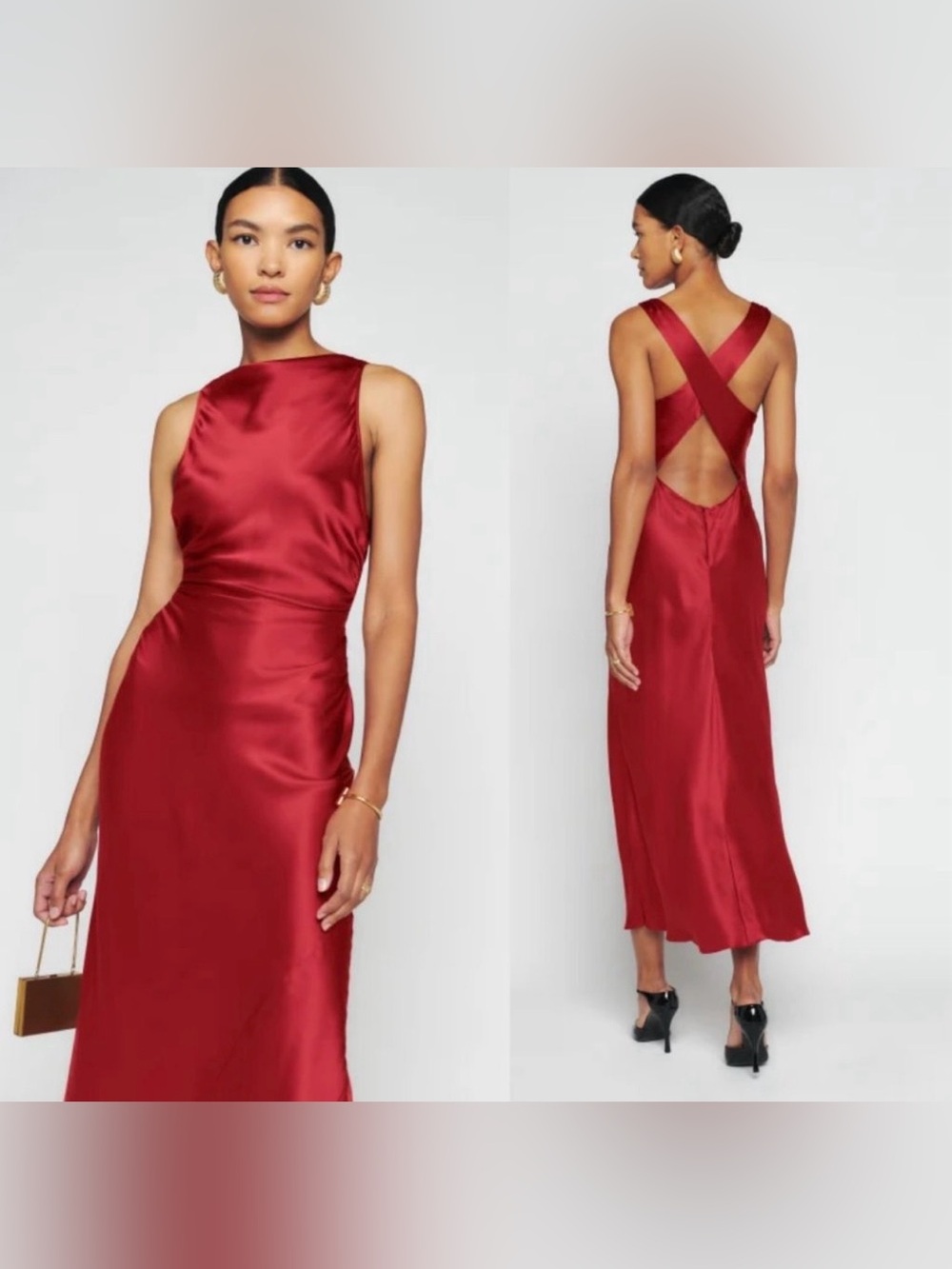 Reformation Casette Silk Dress Sangre Size 6 New With Tags - Picture 2 of 6